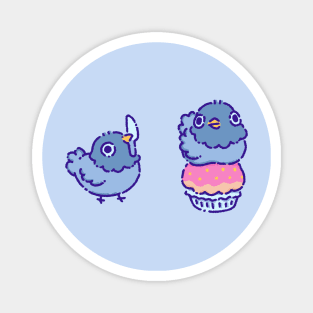 Pigeons with a knife and cupcake Magnet